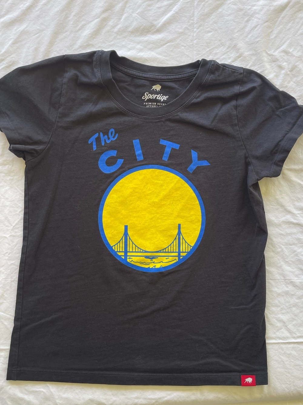 Sportige Black Short-Sleeve Tee with Yellow & Blue City Graphic